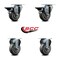Service Caster 3.5'' Gray Poly Wheel Swivel Top Plate Caster Set with 2 Posi Brakes 2 Rigid, 4PK SCC-20S3514-PPUB-PLB-2-R-2 - alternate 4